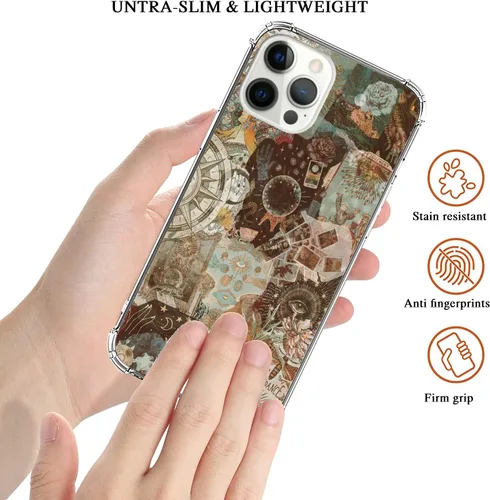 Vista 2 de Funda para iPhone 15 Pro Max, diseño de estrella celestial, sol, luna, estrella, collage de estrellas, planeta y espacio estético, para niñas
