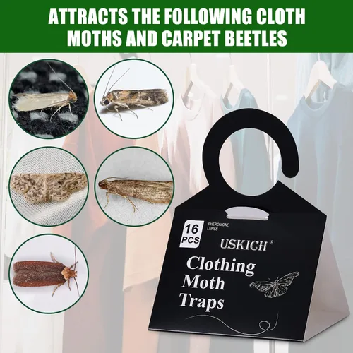 Vista 4 de USKICH Trampas para polillas de ropa con feromonas de fuerza Trampa de pegamento adhesivo para armarios y polillas de alfombra Trampas