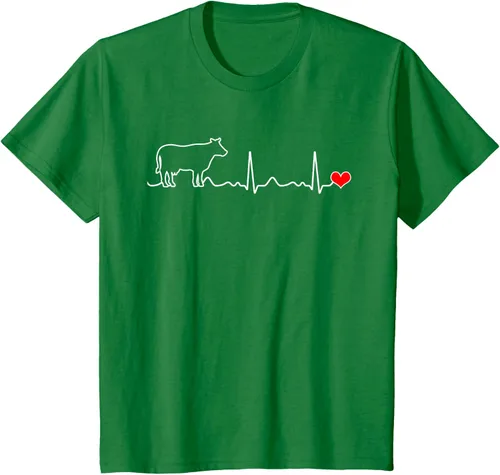 Vista 47 de Camiseta de paciente con corazón I Love My Cow Valve EKG Heartbeat Heart Pacient, Negro, S