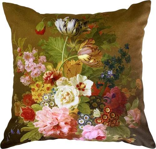 Vista 63 de Funda de cojín floral ligera de lujo, 18 x 18 pulgadas, pintura al óleo retro victoriana de doble cara, fondo negro, flor vibrante, funda de cojín