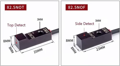 Vista 3 de Interruptor Mini Squre Interruptor de Proximidad Q8 Metal Sonser Interruptor SideDetect 0.098 in Distancia 24V NPN PNP NO NC Impermeable IP67 PBT