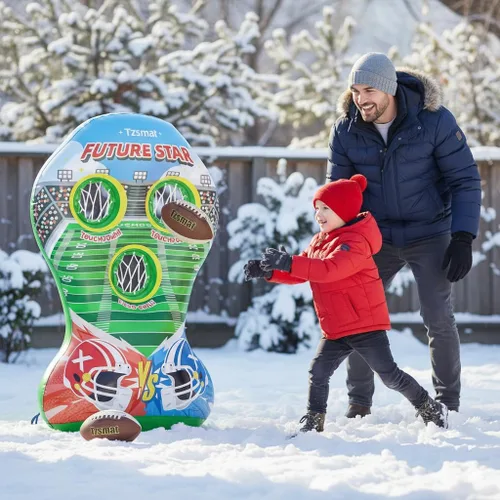 Vista 2 de Juego de lanzamiento de portería de fútbol inflable de 52" para niños - Gran juego de fiesta para interiores y exteriores y juguetes de fútbol con 2