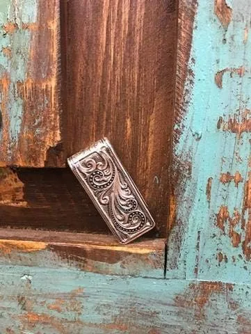 Vista 3 de Montana Silversmiths Clip para dinero con temática occidental fabricado en Estados Unidos