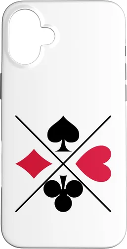 Vista 22 de Funda para iPhone 16 Poker Card Game Symbols Spades Check Cross Heart Games Cards Case
