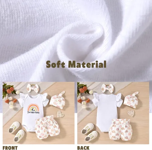 Vista 33 de Aalizzwell Conjunto de pantalones cortos para bebé recién nacido para el verano