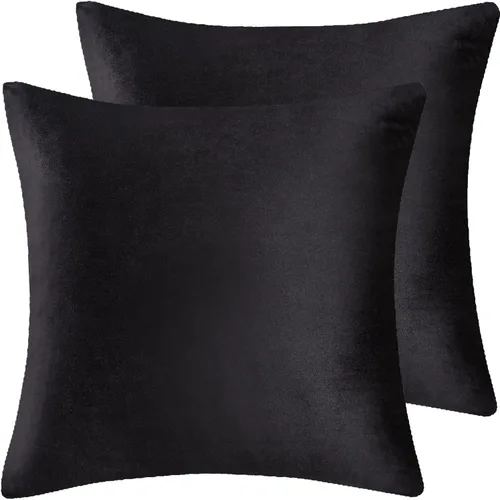 Vista 2 de Juego de 2 fundas de almohada decorativas de terciopelo, funda de cojín cuadrada suave para decoración del hogar para sala de estar, sofá o cama
