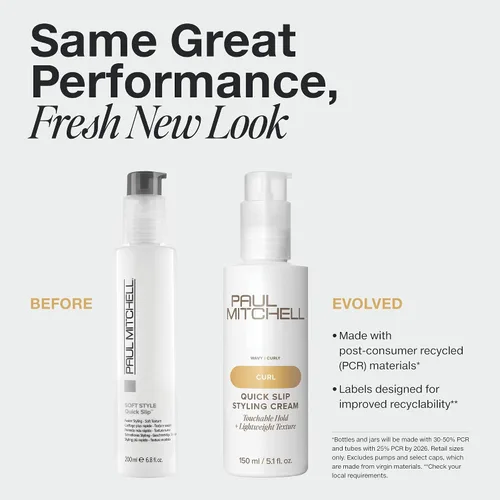 Vista 2 de Paul Mitchell Quick Slip Styling Cream, Faster Styling + Touchable Hold, For Curly Hair + Wavy Hair