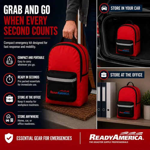 Vista 2 de Ready America 70285 kit de emergencia de lujo para 2 personas, mochila para 3 días