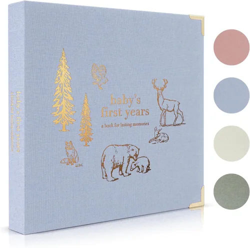 Vista 26 de Libro de recuerdos de bebé para niños y niñas – Libro atemporal para bebés de 5 años – Libro de recortes de diario neutro o álbum de fotos