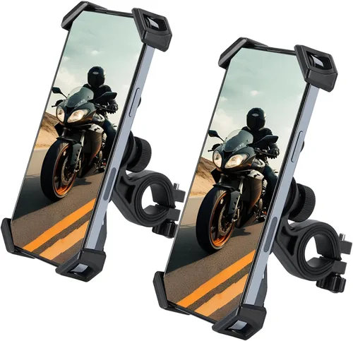 Vista 8 de Soporte de teléfono para motocicleta, soporte universal para manillar de motocicleta, abrazadera de teléfono celular para iPhone/Galaxy de 4.72 a