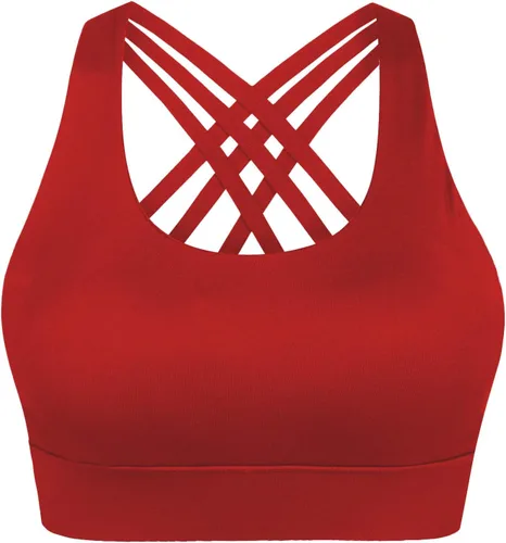 Vista 3 de Nine Bull - Brasier deportivo con relleno extraíble y espalda cruzada para mujer. Soporte de alto impacto, brasier de entrenamiento y para yoga.