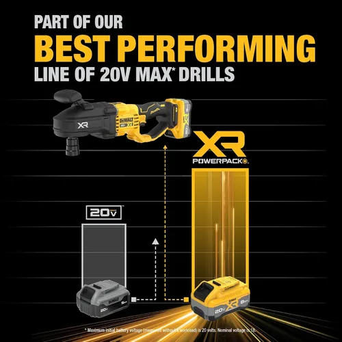 Vista 7 de DEWALT 20V MAX XR Kit de taladro inalámbrico de 7/16 pulgadas para pernos y montantes con batería y cargador (DCD447WW1)