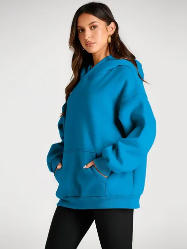 Vista 223 de Trendy Queen - Sudaderas extragrandes con capucha para mujer, suéteres de manga larga, sin botones, de vellón, de otoño, ropa de invierno