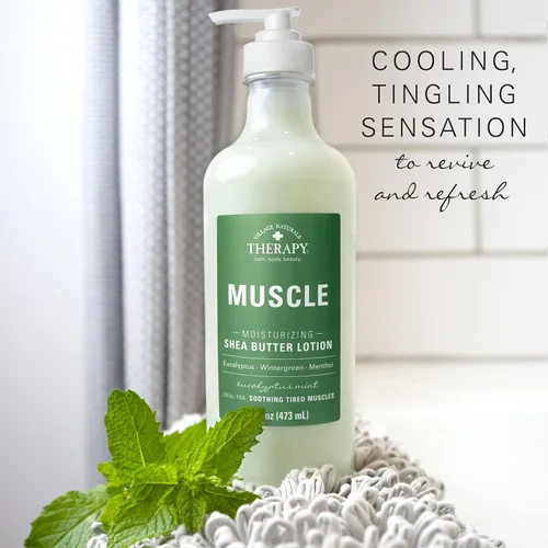 Vista 6 de Village Naturals Therapy Muscle Loción de manteca de karité, aroma a menta de eucalipto, 16 onzas líquidas, paquete de 3
