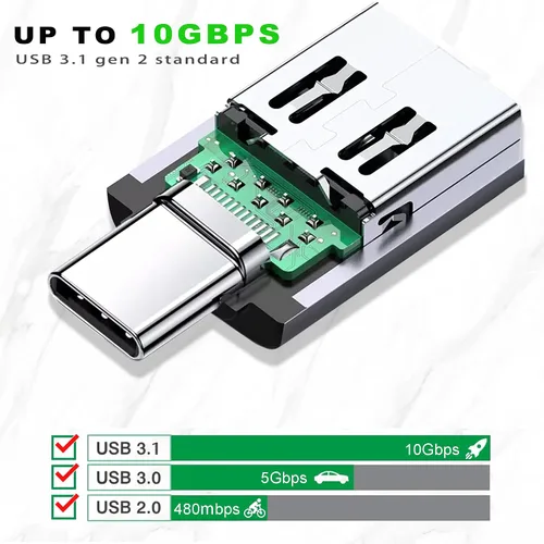 Vista 5 de Adaptador USB C a USB 3.1 Gen 2, 10Gbps USB a USBC, USB-C macho a USB 3.0 A hembra USB 3.2 Tipo C OTG convertidor para MacBook Pro Laptop PC iMac