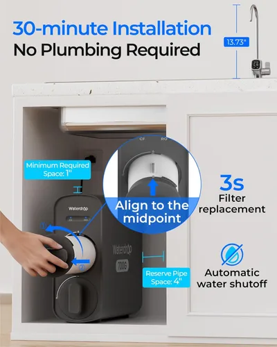 Vista 7 de Waterdrop G5P700 - Filtro de agua por ósmosis inversa, Certificado NSF/ANSI 58 y 372, Sistema de ósmosis inversa de flujo rápido de 700 GPD, Sistema