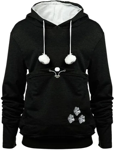 Vista 10 de YYW Sudadera con capucha para mujer, sudadera de gran tamaño con capucha para gatos, soporte para mascotas y perros (gris, M)