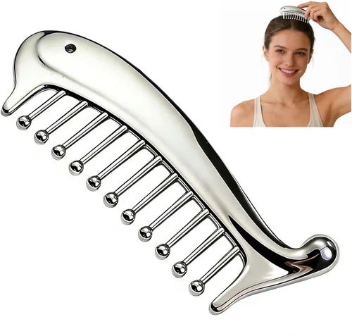 Vista 8 de Herramientas faciales del masaje del Gua Sha del metal, peine del masaje del cuero cabelludo para la cabeza Hollow Handle & Massage Heads Deeply