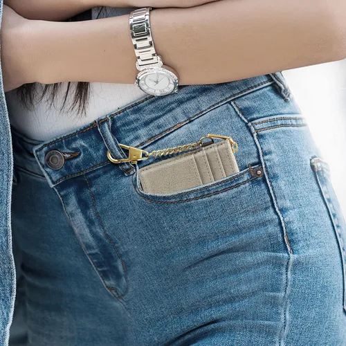 Vista 44 de SEAVILIA Tarjetero llavero cartera para mujer con ventana de identificación RFID monedero regalo abeja delgada minimalista pequeña cartera