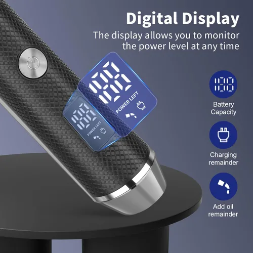 Vista 4 de KEMEI Recortadora de barba profesional para hombres, afeitadora eléctrica de aluminio y juego de aseo facial para hombres, recortadora de precisión