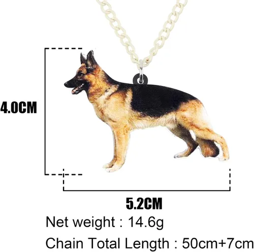 Vista 6 de DOWAY - Collar de acrílico con colgante de pastor alemán, diseño de perro