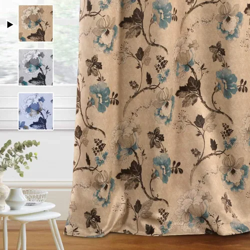 Vista 23 de H.VERSAILTEX Cortinas 100% opacas de 63 pulgadas de largo, juego de 2 paneles de cortinas estampadas con aislamiento térmico para dormitorio