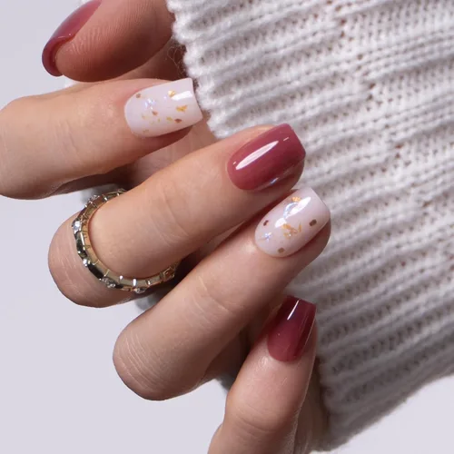 Vista 15 de CurvLife Uñas postizas cuadradas cortas a presión, terciopelo degradado Paris Script