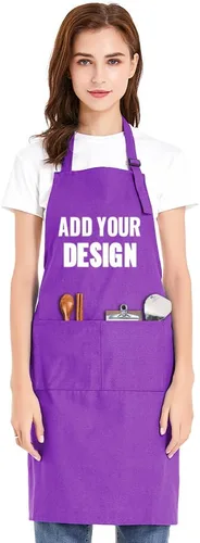 Vista 11 de TopTie Delantal con babero unisex de impresión personalizada, delantal ajustable de cocina de chef de lona de algodón con bolsillos