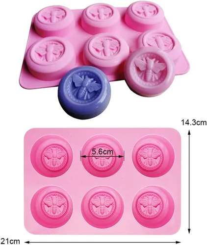 Vista 5 de Juego de 2 moldes de jabón de panal de abeja, hexagonal 3D y colmena redonda de silicona para magdalenas, molde para hornear magdalenas, molde