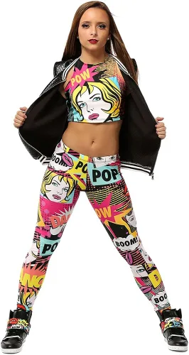 Vista 3 de Alexandra Collection Pow! Polainas deportivas estampadas para mujer