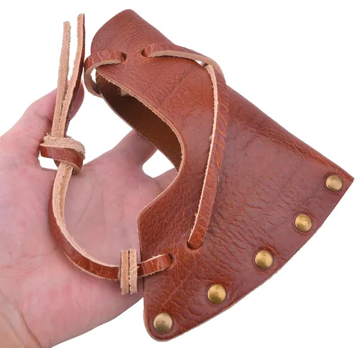 Vista 4 de Funda de cuero vintage para hacha, protector de hacha de cuero curtido en veganos