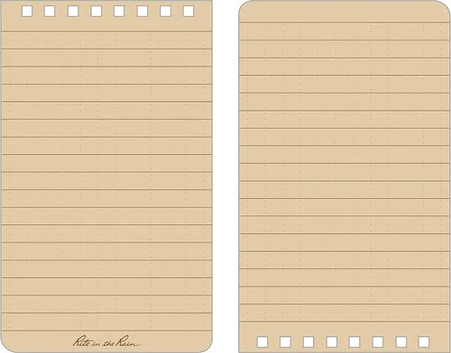 Vista 8 de Rite in the Rain All-Weather - Kit de cuaderno con espiral en parte superior de 3 x 5", funda de tela CORDURA, cuaderno amarillo y bolígrafo