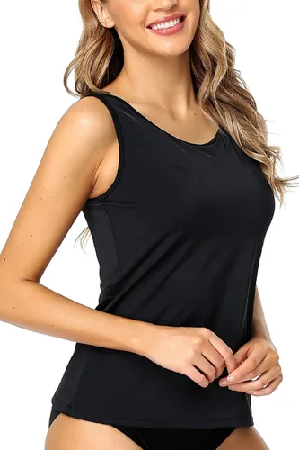 Vista 3 de PERONA Traje de baño de dos piezas para mujer, sexy, cuello en V, control de abdomen, tankini de talla grande