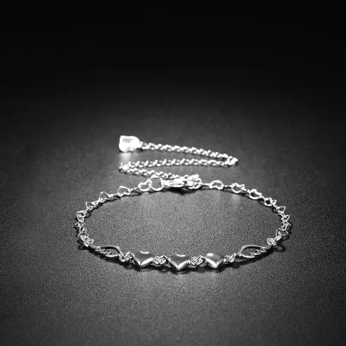 Vista 4 de Joyería de moda 925 plata esterlina amor corazón alas ángel cadena tobillera, Plata