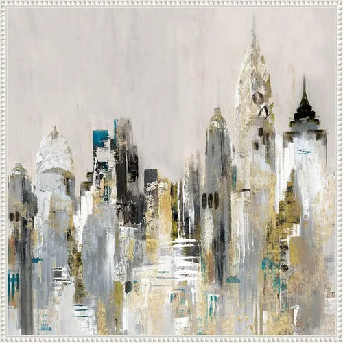 Vista 9 de Amanti Art Lienzo enmarcado para pared, paisaje urbano dorado de 16 x 16 pulgadas, por Valerie Mravyan, lienzo enmarcado para pared, obras de arte