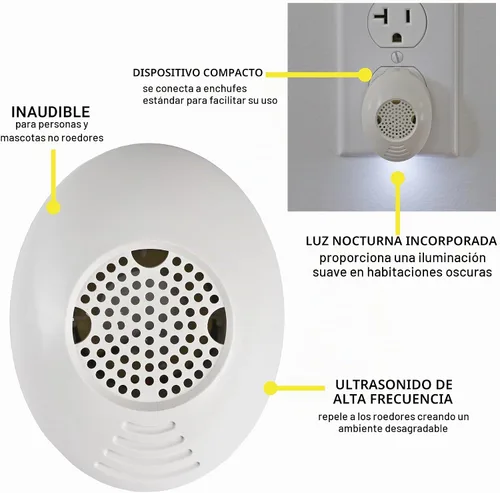 Vista 4 de Victor Mini M753SN ultrasónico con luz nocturna, paquete de 3, color blanco