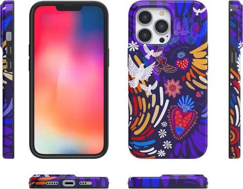 Vista 6 de Funda para iPhone 14 Pro Max Casely Viva La Vida Collage de Frida Kahlo Diseño Clásico Ultradelgado Compatible con MagSafe