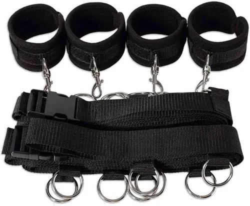 Vista 3 de Kit sexual para parejas debajo de la cama King, correas sexis ajustables y sujetadores de amarre para adultos, parejas, tobillos y muñecas