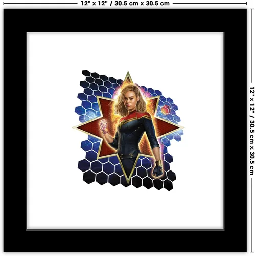 Vista 6 de Trends International Gallery Pops Marvel The Marvels - Póster de pared con icono del Capitán Marvel, 12.00 x 12.00 pulgadas, versión de marco negro