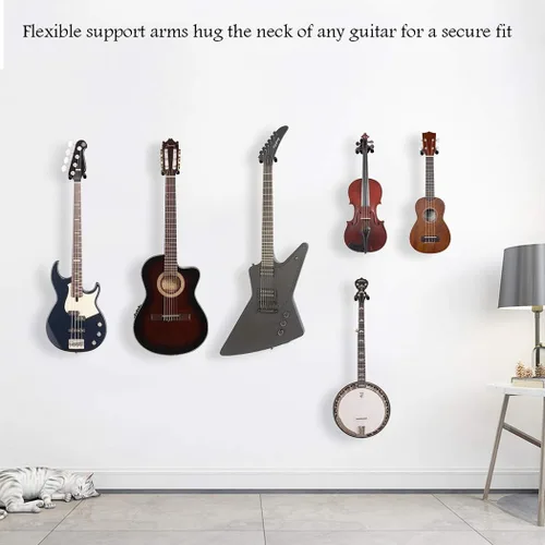 Vista 3 de Soporte de pared para guitarra, gancho de soporte de metal negro para guitarras