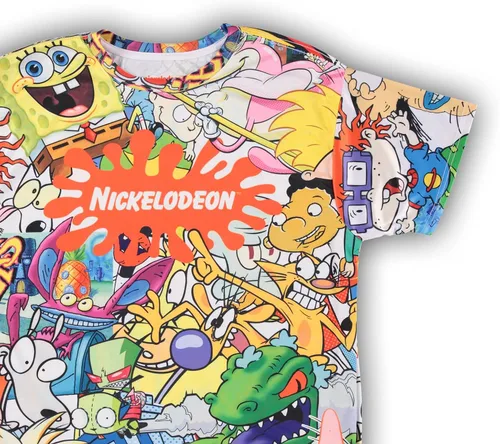 Vista 5 de Nickelodeon Camisa de dibujos animados de los años 90 para hombre, Rugrats Hey Arnold Ren & Stimpy Rocko's Modern Life Tie Dye Camiseta