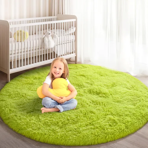 Vista 9 de Alfombra Redonda para Dormitorio, Alfombras de Área Circulares Suaves y Esponjosas de 4x4 pies para Cuarto de Niños y Niñas, Habitación Infantil