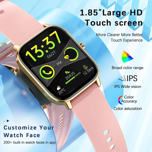 Vista 6 de Reloj inteligente para mujeres y hombres Fitness: hacer respuesta llamada, relojes digitales para hombre, resistente al agua, reloj inteligente