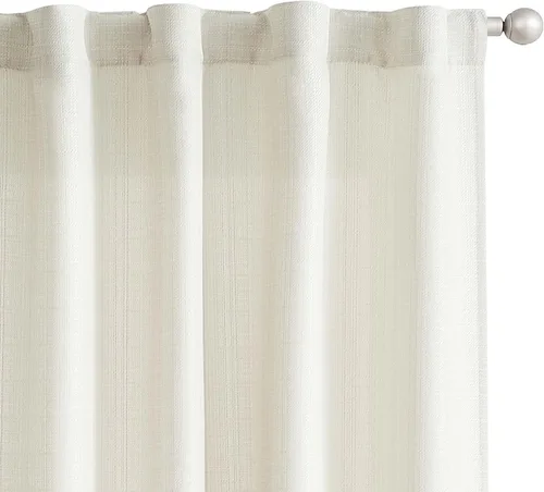 Vista 25 de JINCHAN Cortinas de lino beige para sala de estar y dormitorio, cortinas texturizadas de 63 pulgadas de largo, cortinas de estilo rústico de tejido