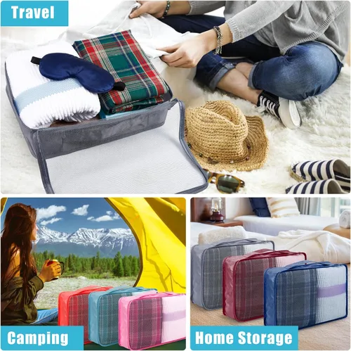 Vista 6 de 12 cubos de embalaje, organizadores de equipaje grandes para maleta, bolsas organizadoras de viaje de malla ligera para viajes, senderismo, camping