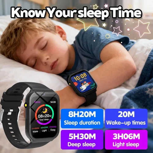 Vista 3 de Reloj inteligente para niños, reloj para niños con 18 juegos de rompecabezas, pantalla táctil HD de 1.83 pulgadas, rastreador de fitness, podómetro