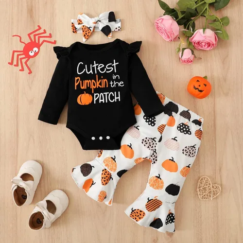 Vista 2 de BIRTHDAY SHARK Traje de Acción de Gracias para bebé niña traje de Acción de Gracias calabaza más linda en el parche ropa para niña