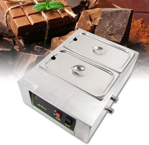 Vista 3 de Calentador de chocolate, máquina de fusión de chocolate, olla eléctrica de fusión de chocolate con 2 calderas de templado para chocolate, leche