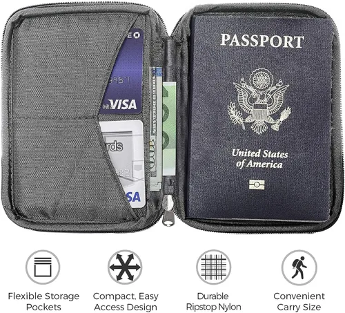 Vista 4 de Zero Grid Passport Wallet - Travel Document Holder wRFID Blocking