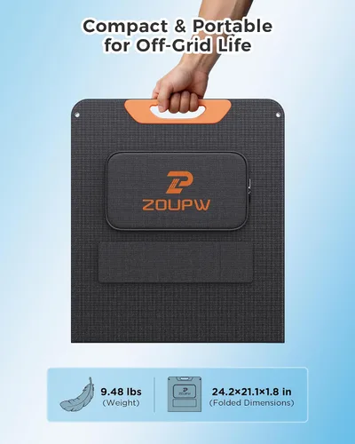 Vista 3 de ZOUPW Panel solar portátil de 100 W para estación de energía, 23.5% de eficiencia, cargador solar plegable mono para Jackery 300/Ecoflow